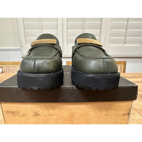 All Black Flat Buckle Mule Green Sz 8.5/9 US 39 EU NIB Minimalist Sleek Stylish - Picture 7 of 15